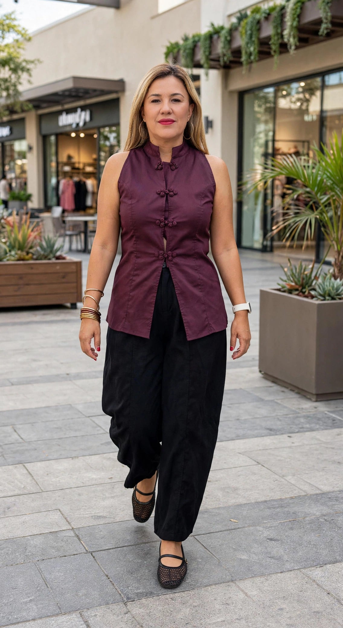Blusa Vino De Resaque con Aplicacion